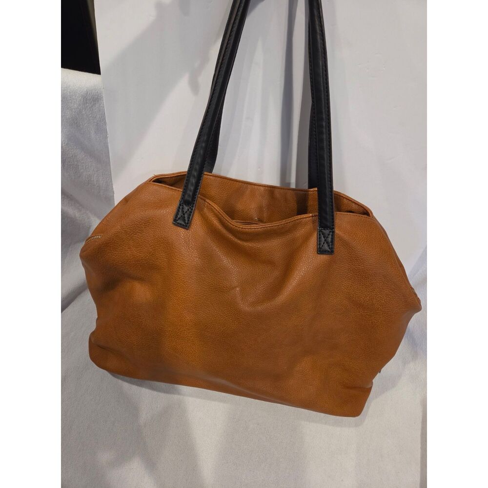 Sole Society Two Tone Slouchy Tote Bag Brown Black Large Purse